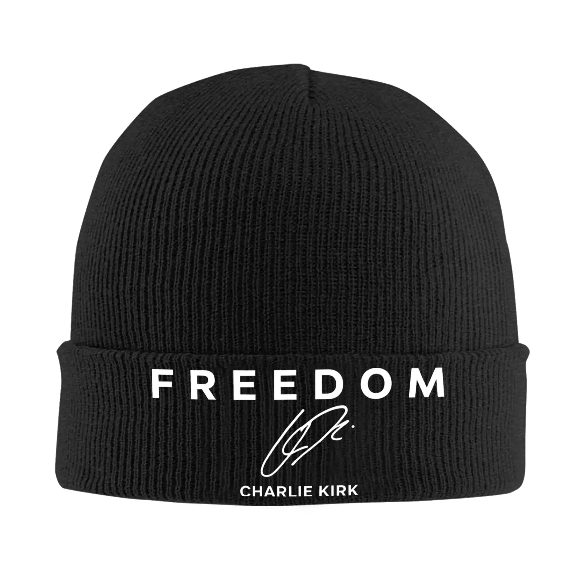 New Freedom Charlie Kirk Signature Knitted Caps Women's Men's Beanies Winter Hat Acrylic Aesthetic Letter Casual Cap