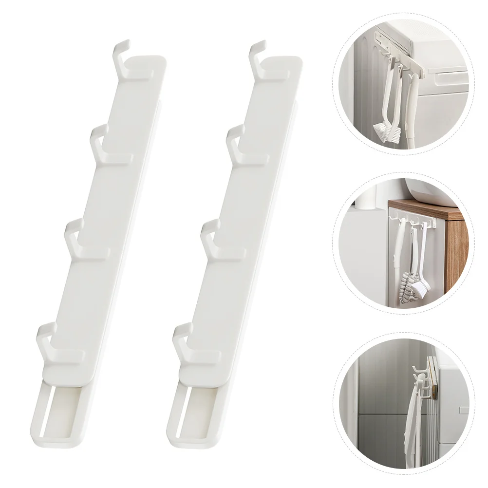 

2pcs Plastic Hook Door Behind Pull-Out Type Hanger Cabinet Gap Storage Organizer Room Back Sundries Holder Nail-Free Mounting