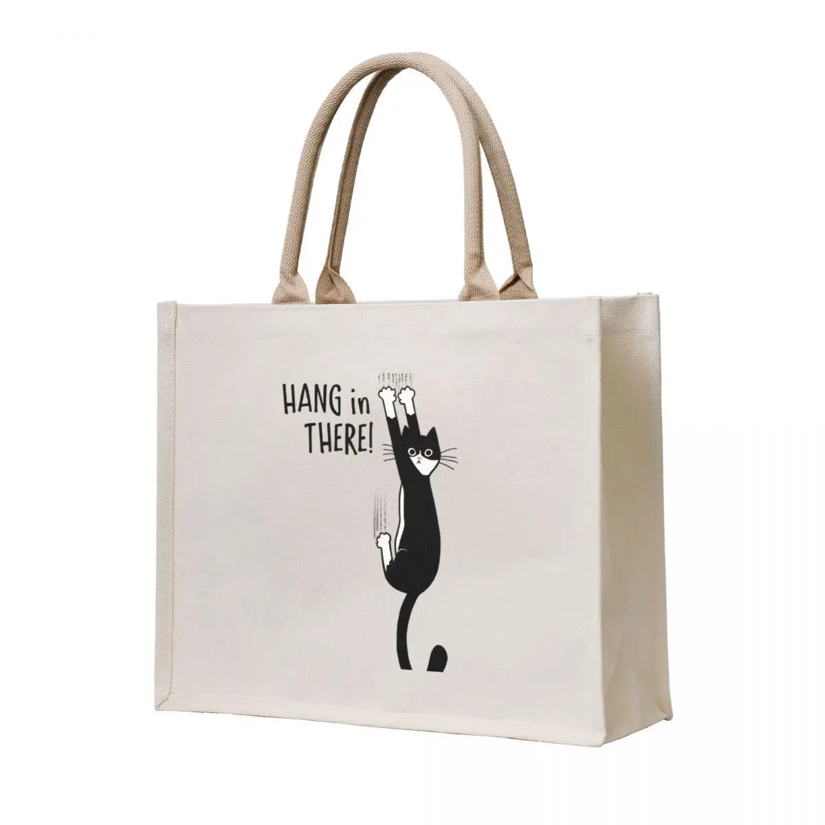 

Tuxedo Cat Hanging On Hang In There! Funny Cat Hanging On With Claws Tote Bag Candy bags shopping bag logo