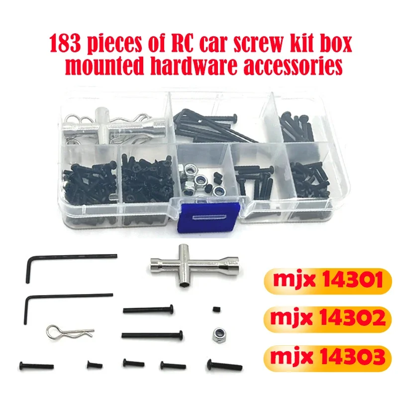 183 Pieces RC Car Screws Kits Hardware in Box Assorted for 1:14 14301 14302 14303 RC Car Crawler Model Truck Spare Part Accs