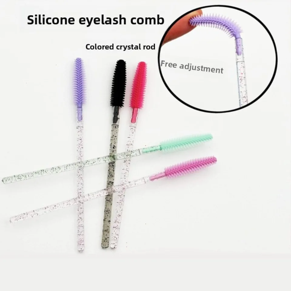 50 Piezas Cepillo de Silicona de Cristal para Pestañas, Cepillos de Maquillaje, Peine de Cejas, Espiral para Extensión de Pestañas, Herramienta de Microcepillo 2