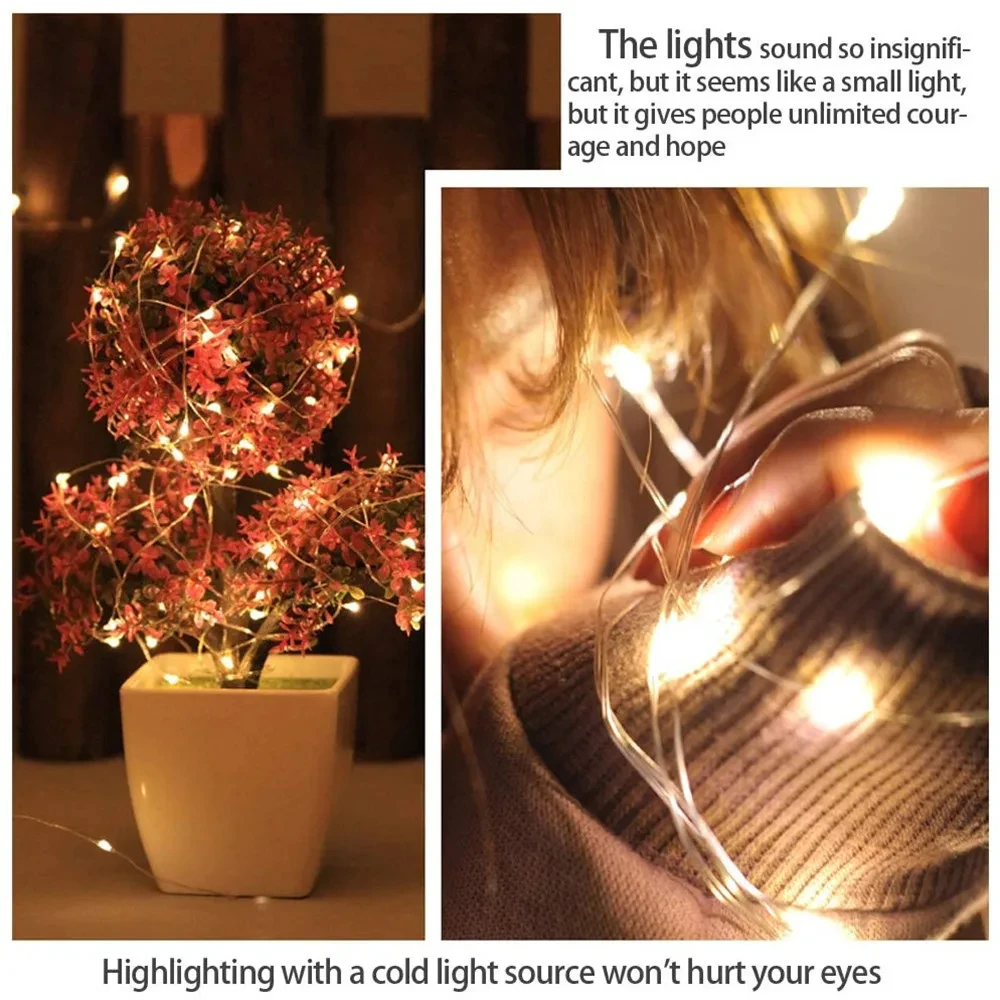 33ft Fairy Lights with 100 LEDs Battery Operated Warm White String Lights for Bedroom Christmas Halloween Party Wedding Decor