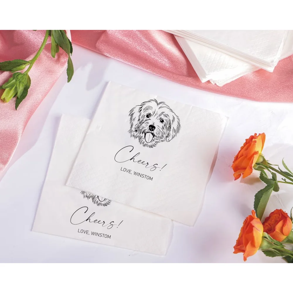 

Custom Illustrated Dog Wedding Napkins | Custom Pet Wedding Napkins | Custom Paper Napkins | Custom Engagement Napkins |Personal