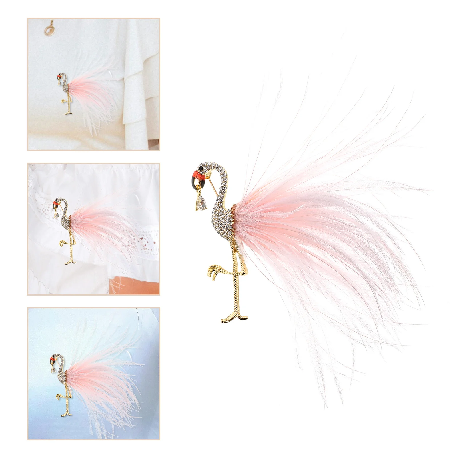 

Flamingo Lapel Pin Rhinestone Brooch Stylish Clothes Brooch Pin Elegant Scarf Hat Accessory Women Clothing Ornament