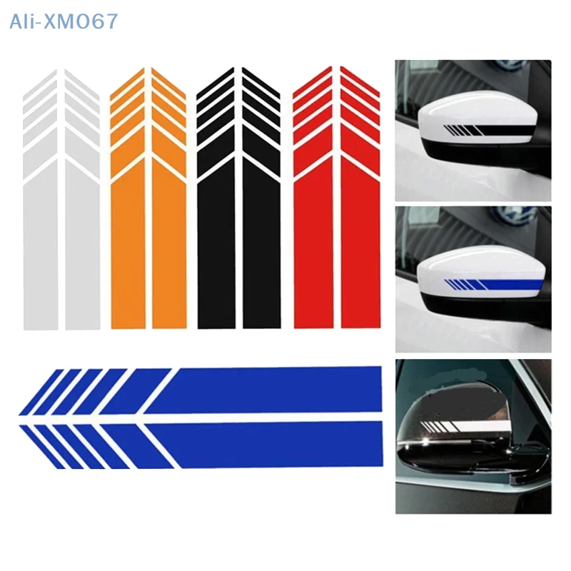 2pcs Car Racing Stripe Stickers Rearview Mirror Reflective Vinyl Decals Decoration Fashion Car Styling Waterproof Sticker