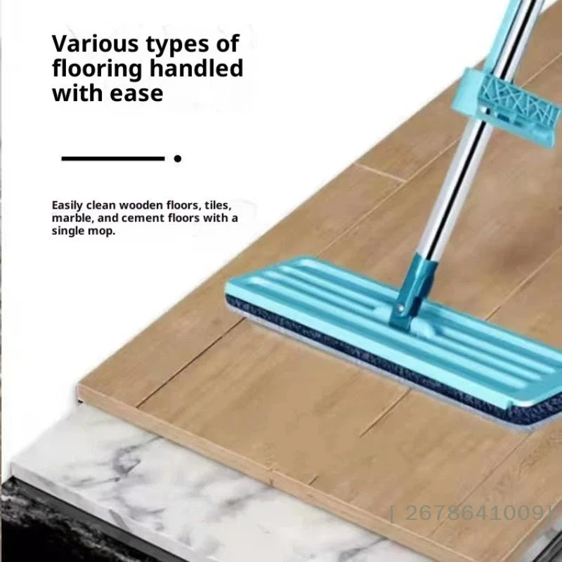 ⚑Flat Floor Mop Squeeze Mop Hand Free Wringing Floor Cleaning Mop Microfiber Pads Lazy Mop Wet Or Dry Usage Home Cleaning Tool
