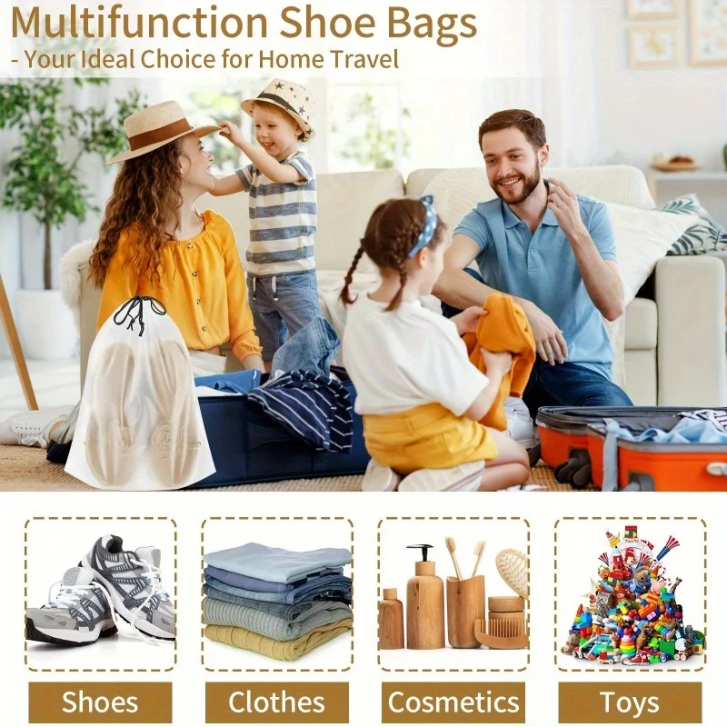 10-teiliges Reise-Schuhbeutel-Set, transparente Aufbewahrungs-Schuhbeutel, tragbare große Schuhbeutel mit Kordelzug, Unisex-Reiseutensilien – Detail 9