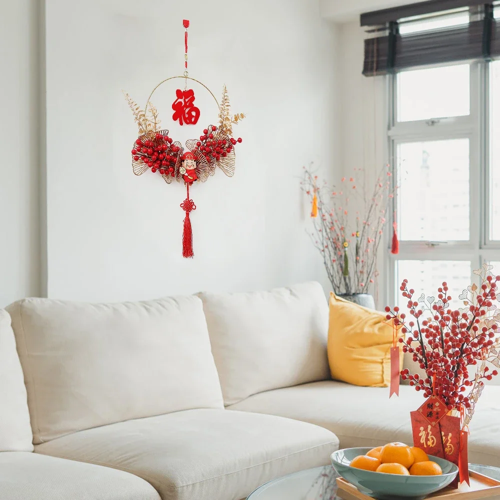 2026 السنة الصينية الجديدة لتزيين حفلات الزفاف ديكورات غرفة المعيشة لتزيين باب جارلاند المحمول المنزلي