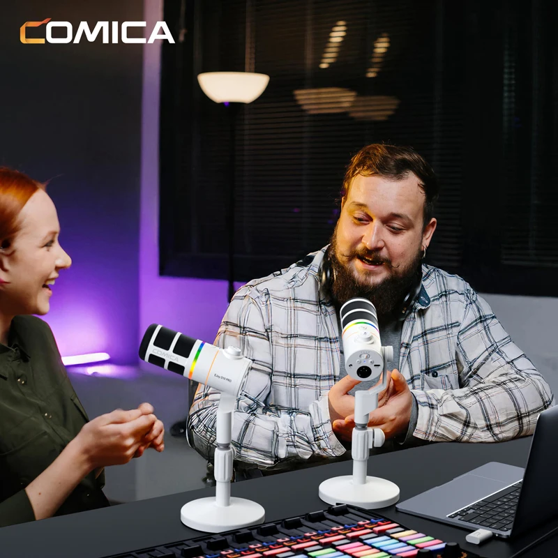 ميكروفون ديناميكي لاسلكي COMICA Ejoy D10/D10 PRO RGB مع حامل سطح المكتب/ميكروفون قوس ناتئ لغناء ألعاب البث المباشر #4