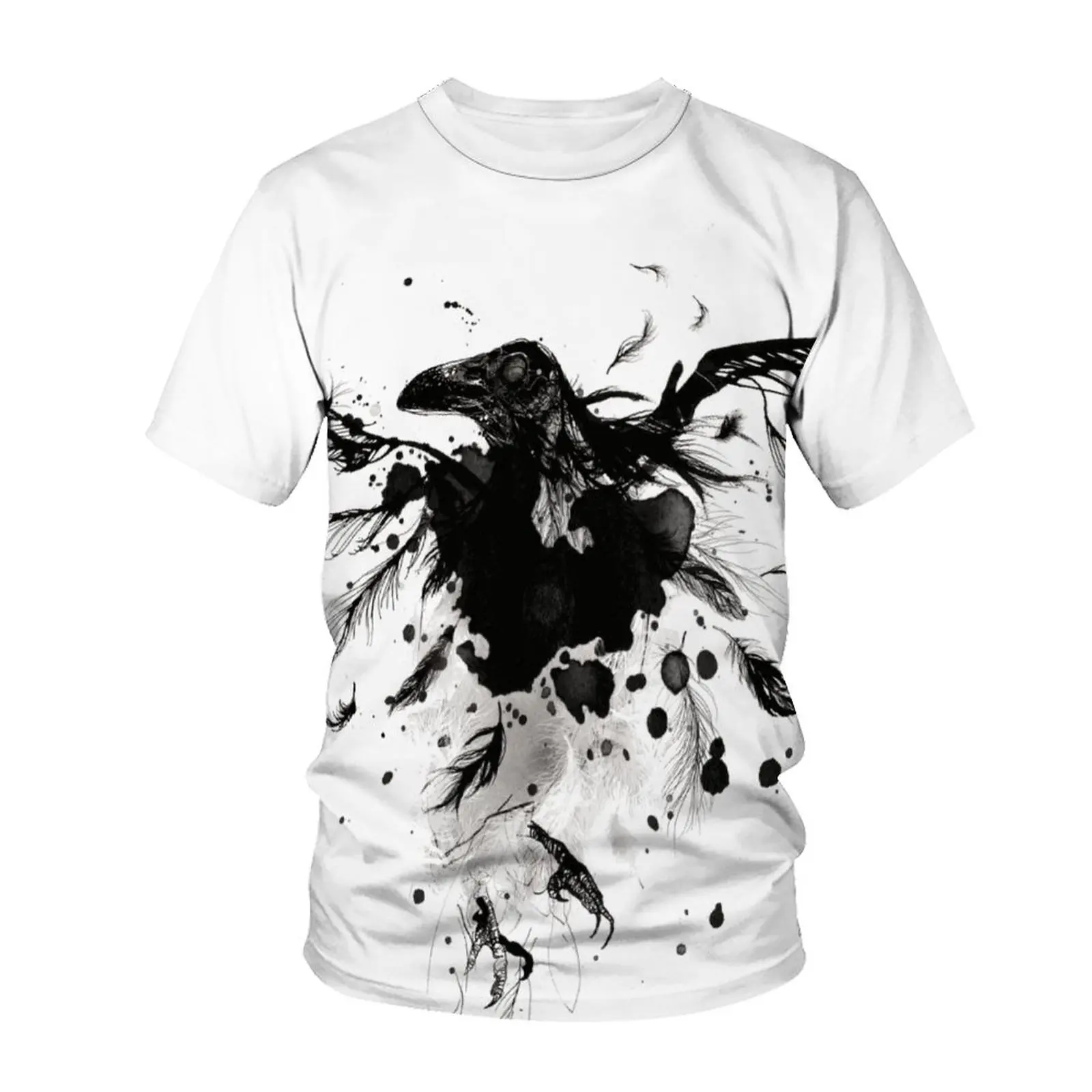 Crow Printed 3D T-shirt Animal Raven Bird  Harajuku Streetwear Oversized Tops Men Women Summer Fashion Casual Short Sleeve