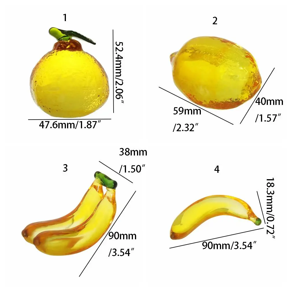 Light Luxury Cute Crystal Fruit Figurine Cartoon Mini Simulation Banana Ornaments Handmade Desktop Fruit Ornaments Collectible
