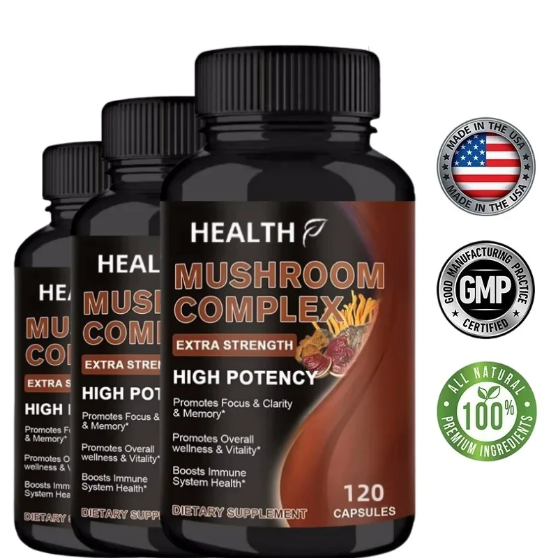 Pilzergänzungsmittel 120 Kapseln – 10 Pilze Mischung – Reishi, Lions Mane, Cordyceps, Chaga, Maitake, Shiitake