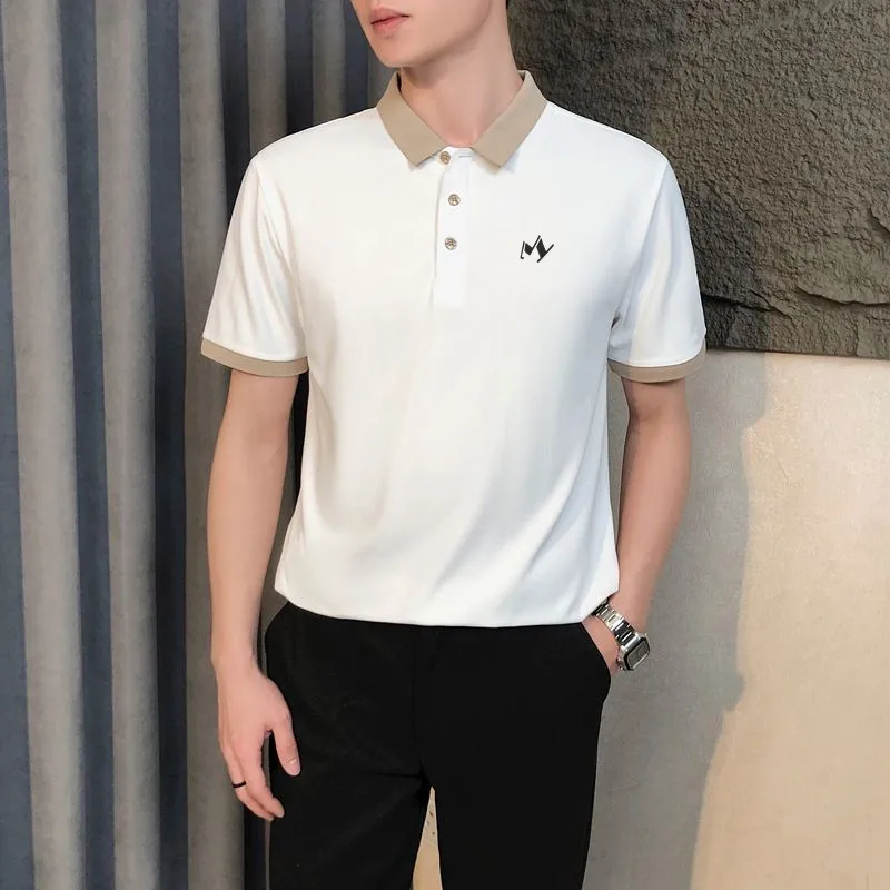 명품골프웨어 남성  Korean Famous Brand Men's New POIO Shirt Summer Thin Business Contrast Polo Neck Half Sleeve T-shirt Golf Tennis골프 웨어