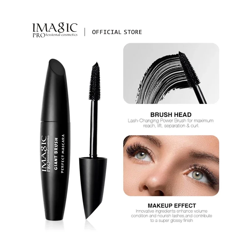 IMAGIC 4D Silk Fiber Mascara Waterproof Extended Thick Long Curly Eyelashes Black Curling Eyelash Brush Makeup Professional