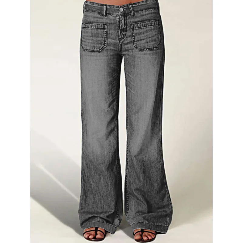 

European and American Women's Fashion Stretch Pants Casual Straight Jeans