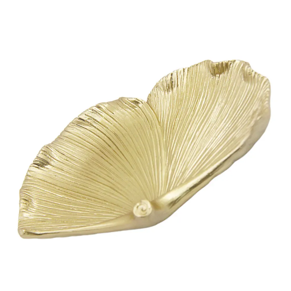 Plateau à bijoux de bureau en feuille de Ginkgo dorée, 1 pièce, support de rangement en résine, organisateur d'accessoires de luxe, décoration de maison, plateau à bijoux
