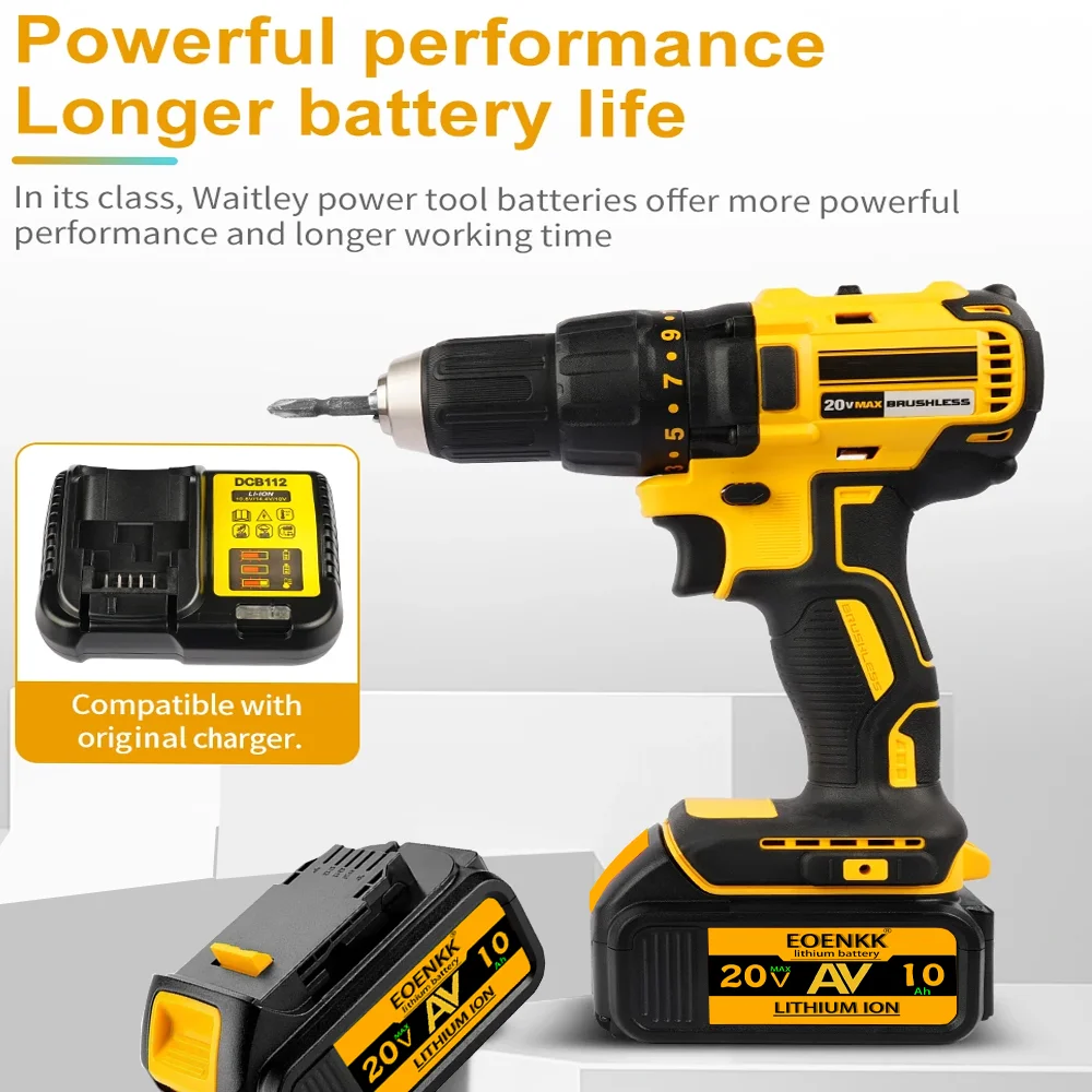 New DCB200 10.0Ah Lithium Replacement Battery For Dewalt DCB182 DCB201 DCB205 Battery Compatible 20V 10.0Ah Battery for DeWalt