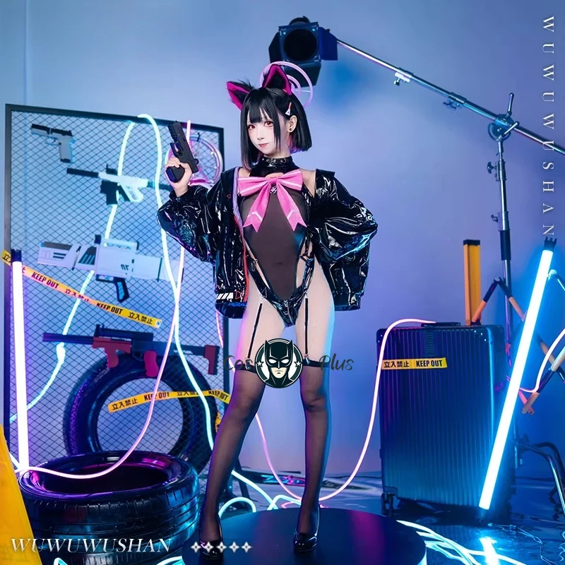 

Kazusa Aoyama‌ Game Blue Archive Cosplay Costume Sexy Black Bow Bodysuit Uniform Halloween Carnival Party Outfit For Women