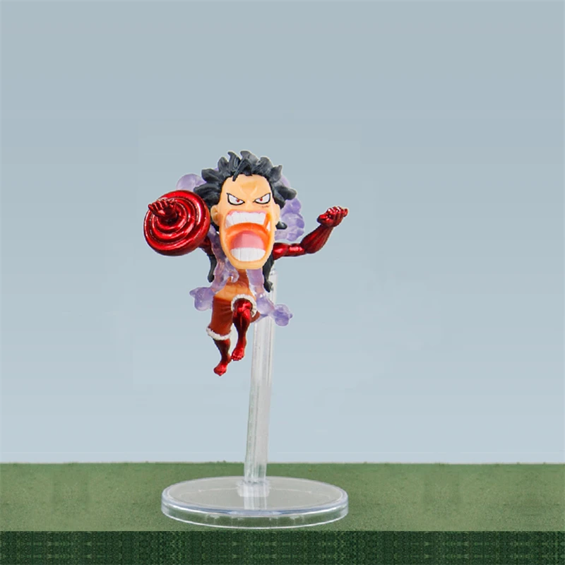 5pcs/set Q Version Anime One Piece Gear 4 Luffy Action Figure Elastic Man Cute Statue PVC Model Toys Collection Children Gifts view 3