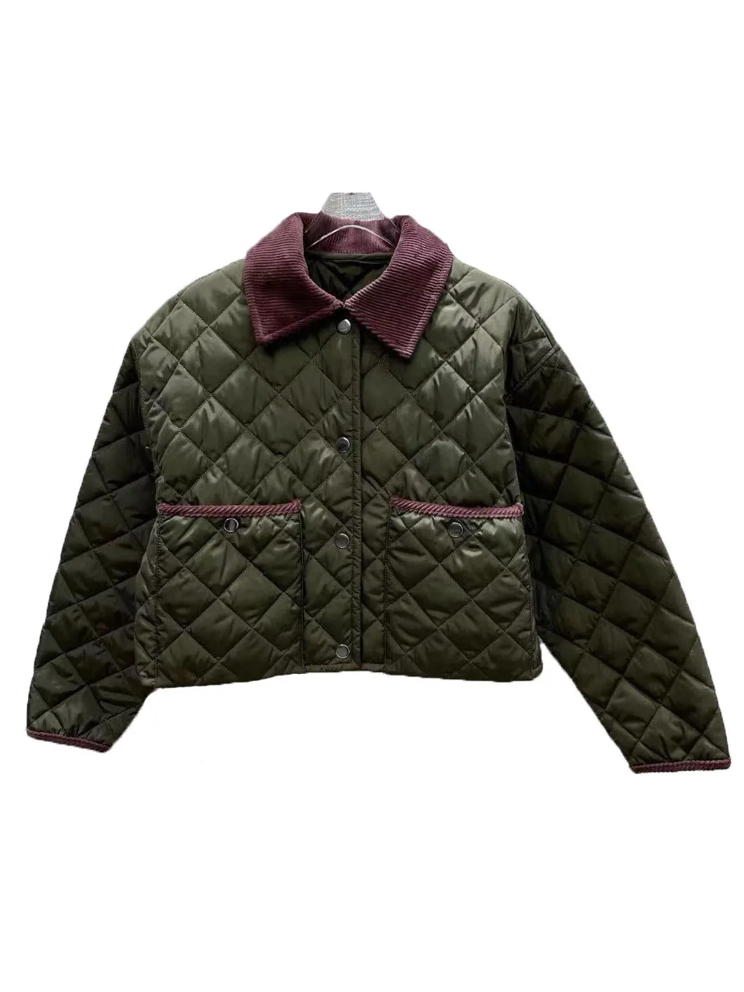 

Cotton jacket lapel short loose fit solid color single-breasted design warm and comfortable 2023 winter new 1205