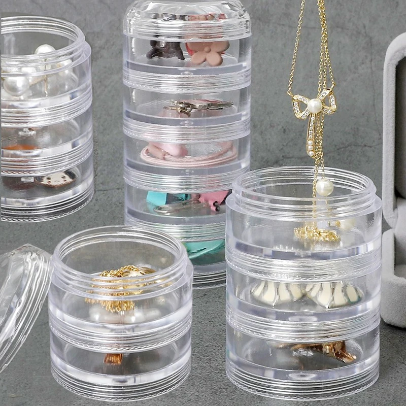 Small Multilayer Rotating Storage Box Jewelry Earrings Ring Acrylic Box Jewelry Stand Organizer Boxes Display Rack with Cover