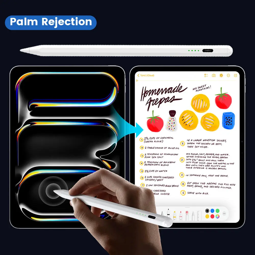 

Стилус для iPad Pencil с защитой от ладони, чувствительностью наклона, сенсорные ручки для iPad Pro 13 11 M4 M3 M2 A16 11th Air 6 5 10th 9th