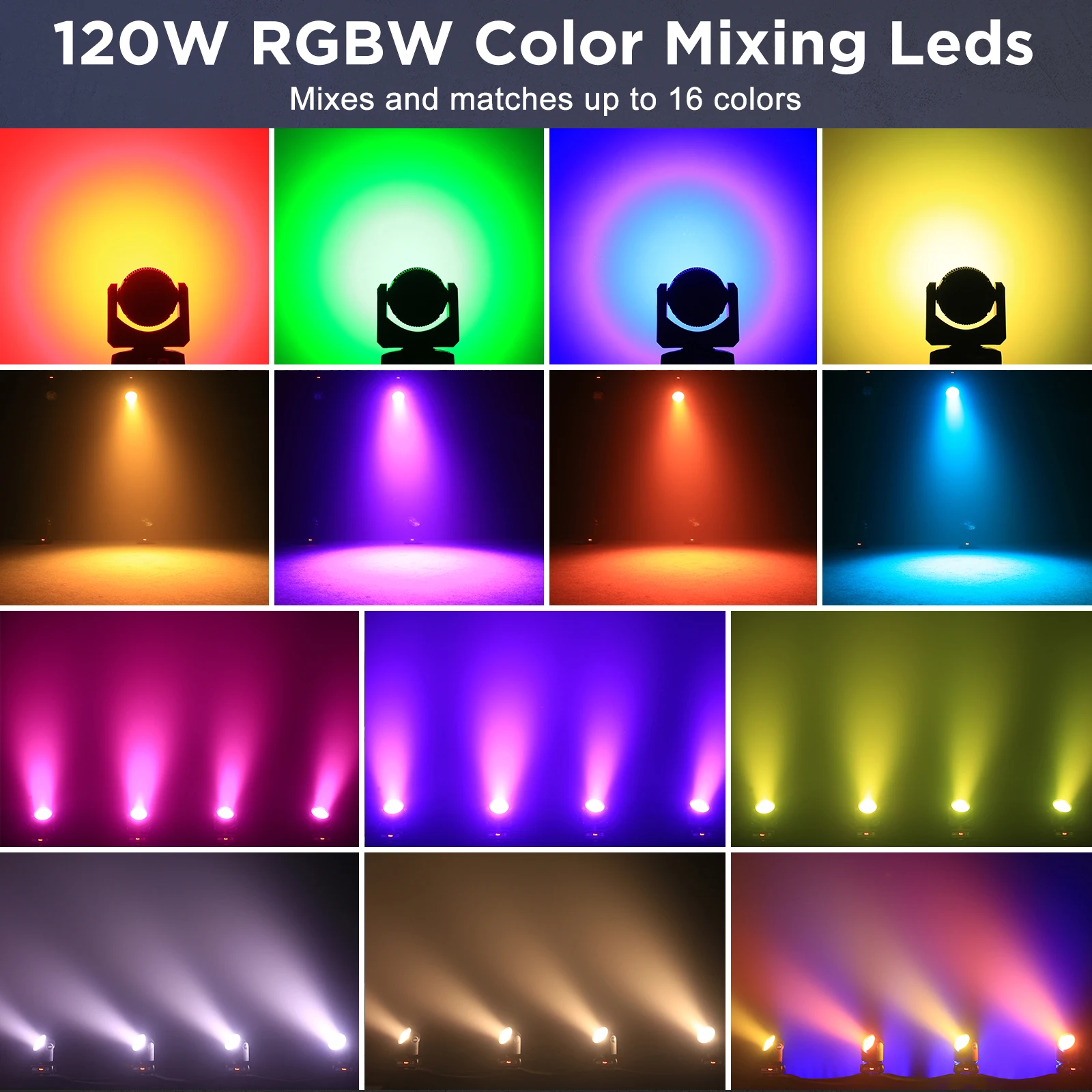 Imagem -02 - Rgbw Cob Led Moving Head Light Beam Alto Brilho Halo Strip Efeito de Palco Projetor de Iluminação para Festa Casamento Boate 120w