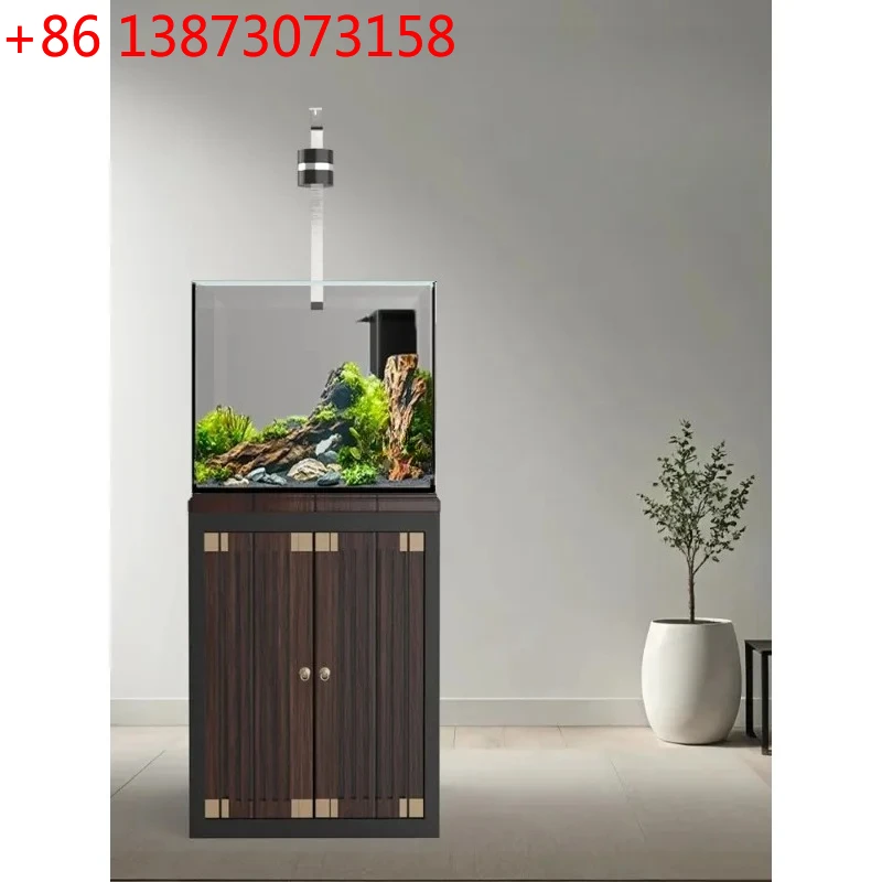 Living room square floor fish tank ultra-white glass integrated ecological bottom filter grass tank