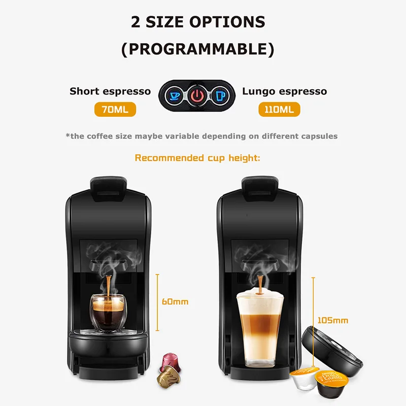 Macchina da caffè 19Bar 3in1 Capsule multiple per Dolce Gusto, Nespresso e polvere Macchina da caffè automatica multifunzione
