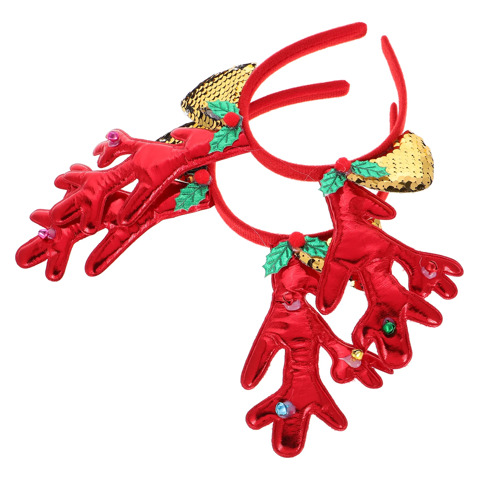 

2Pcs Glowing Headband Elk Antlers Holiday Hair Accessory Trendy Christmas Headwear for Women Men Kids Party Events