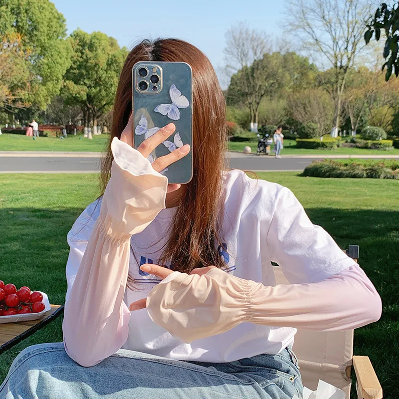 Condução mangas de sol sem dedos manga de braço ajustável com luvas proteção uv capa de braço de resfriamento jardinagem feminina ao ar livre