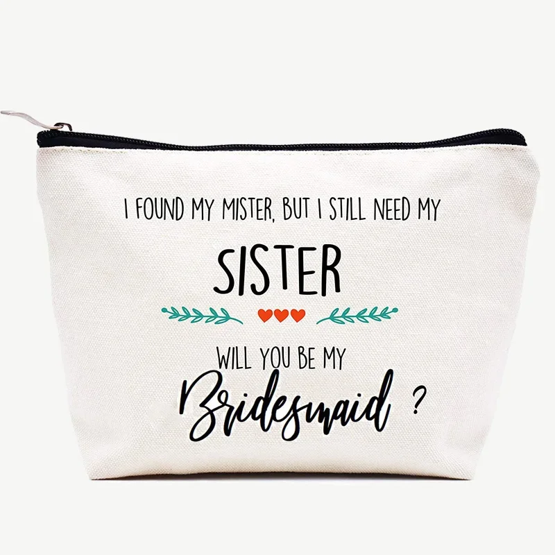 Will You Be My Maid of Honor Bridesmaid Makeup Bag Bridal Shower wedding Bachelorette Party Sister Friend Proposal Gift present