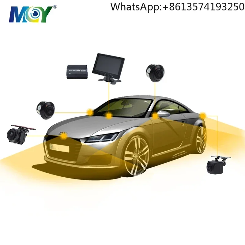 

4 Channel 360 Degree View Monitor 3D Bird's Eye Night Vision AHD Image Sensor 1080p/720p Car Security Camera Recorder System