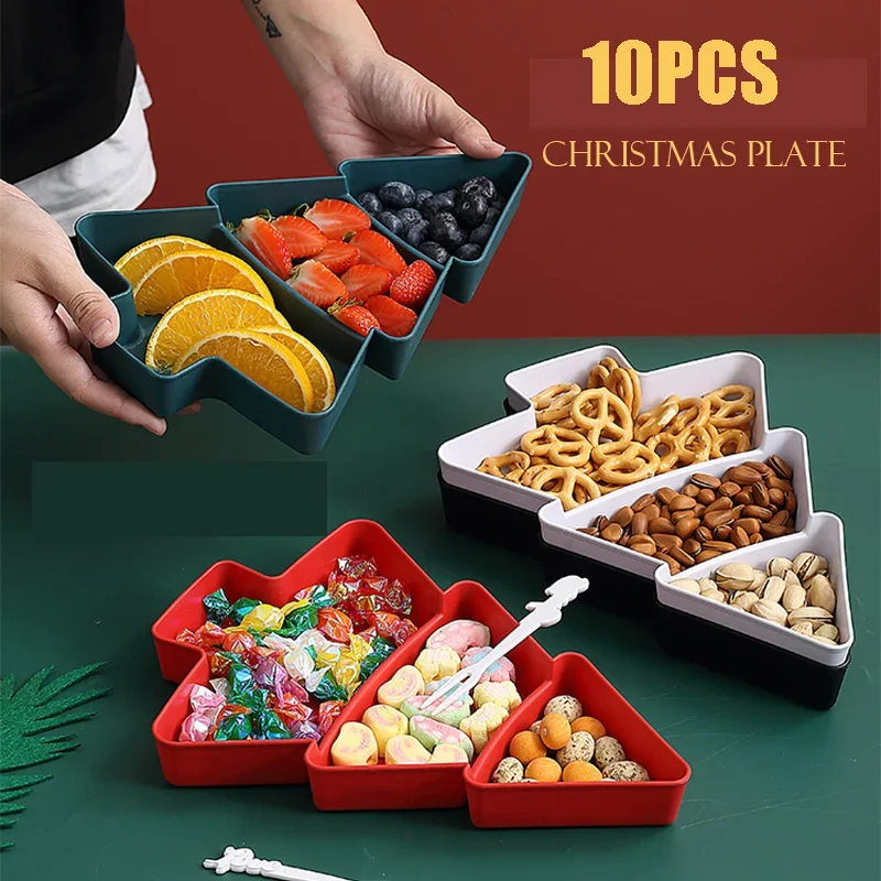 Plastic Fruit Plate Household Living Room High Value Christmas Tree Compartment Fruit Plate Bar