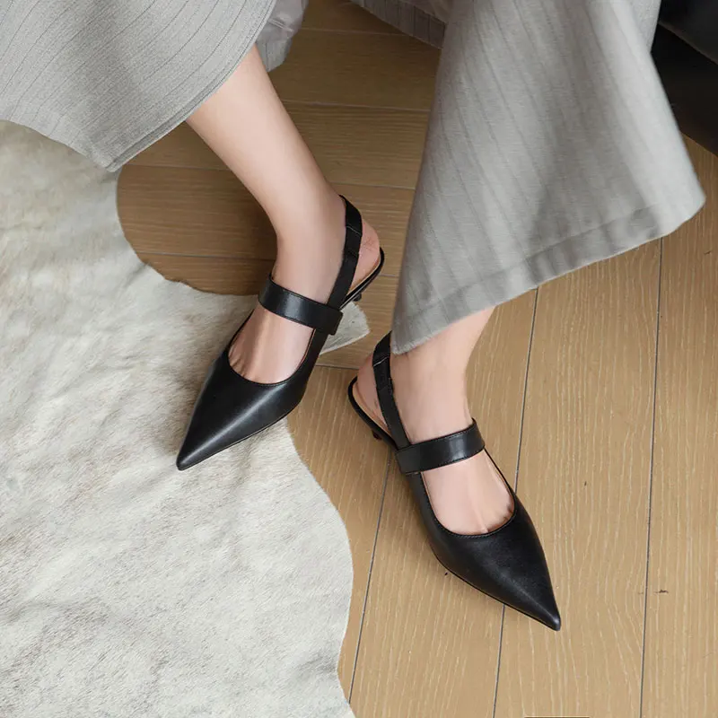 صنادل الصيف النساء أحذية خفيفة النمط الفرنسي أنيقة رقيقة كعب الصنادل للفتيات مضخات الحفلات أشار تو المشمش Sandalias #4