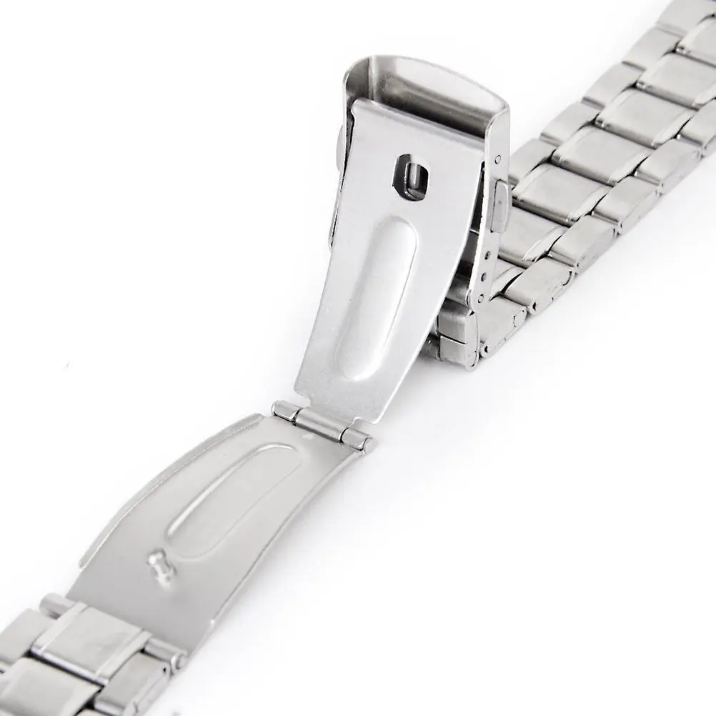 Stainless Steel Watch Band 18Mm 20Mm 22Mm Silver Watch Strap with Straight End Deployment Clasp Easy Quick Release Comfortable