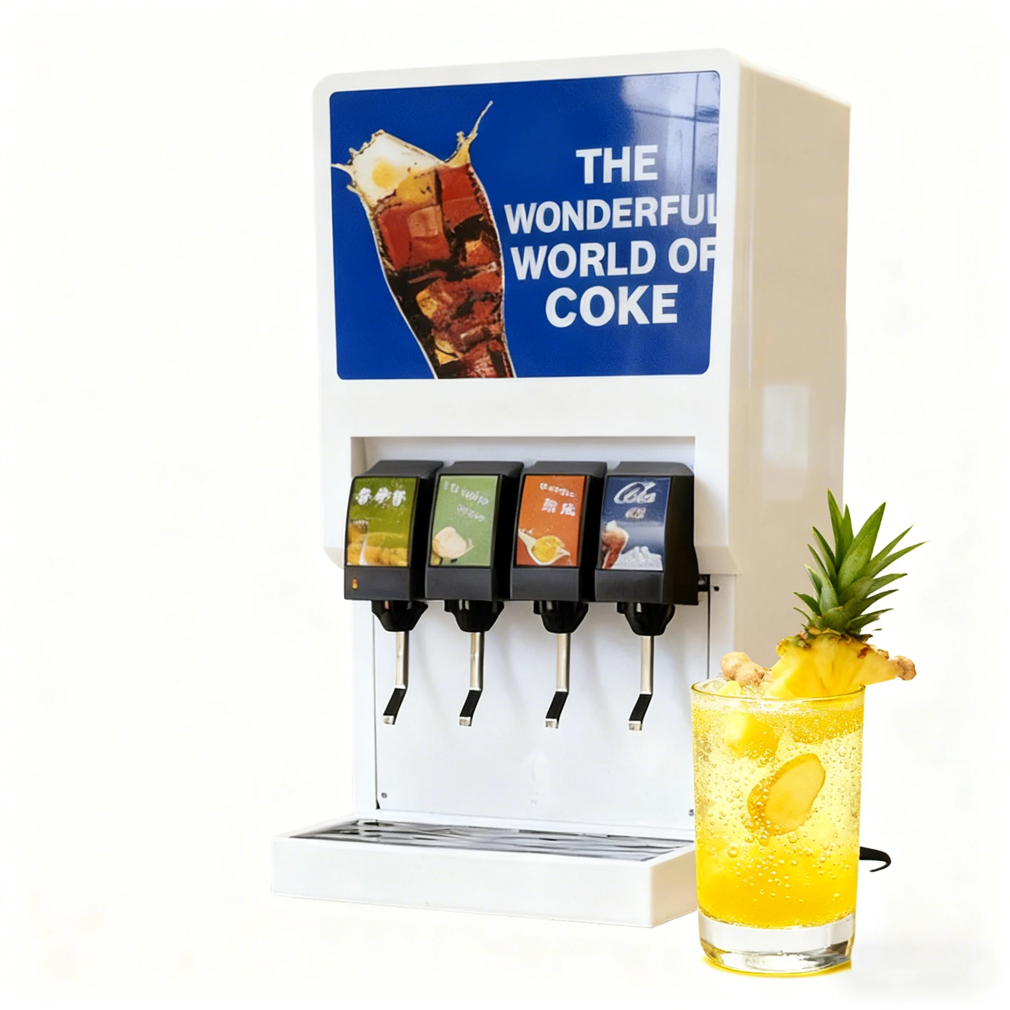 Portable Commercial Grade Stainless Steel Cold Drink Dispenser Post Mix Beverage Machine 4 Valve Output Bubble Tea Shop Factory