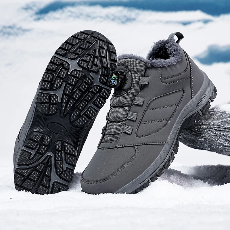 Image of Herren-Winter-Schneestiefel, Übergröße 39–48, warmes Plüschfutter, rutschfeste, verschleißfeste Sohle, Outdoor-Wanderschuhe, lässige Knöchelschuhe für Co