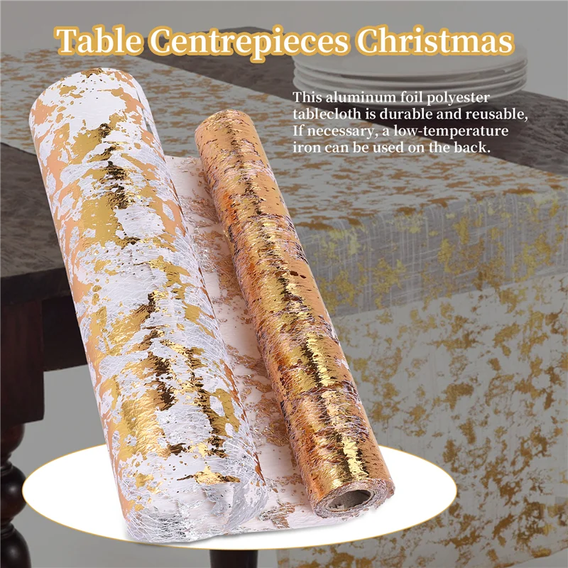Table Runner, Sparkling Polyester Tulle Ribbon Roll With Gold Foil,Birthday Party Wedding Christmas Decor