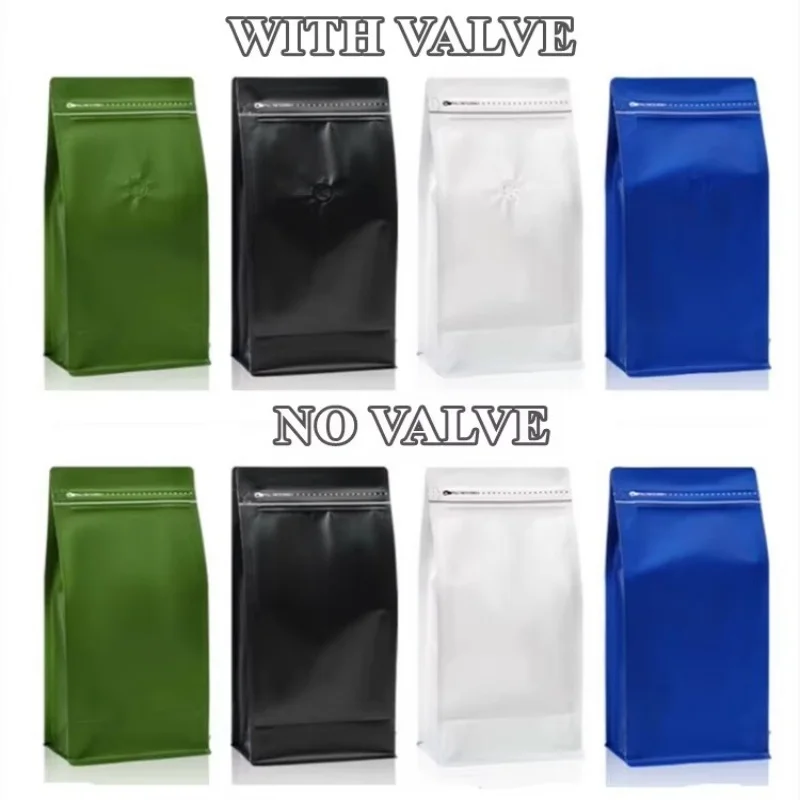 100PCS 1/4~2 Pounds 3D Stand-up Aluminum Foil Ziplock Valve Bag DIY Logo Matcha Cocoa Coffee Beans Heat Sealing Storage Pouches