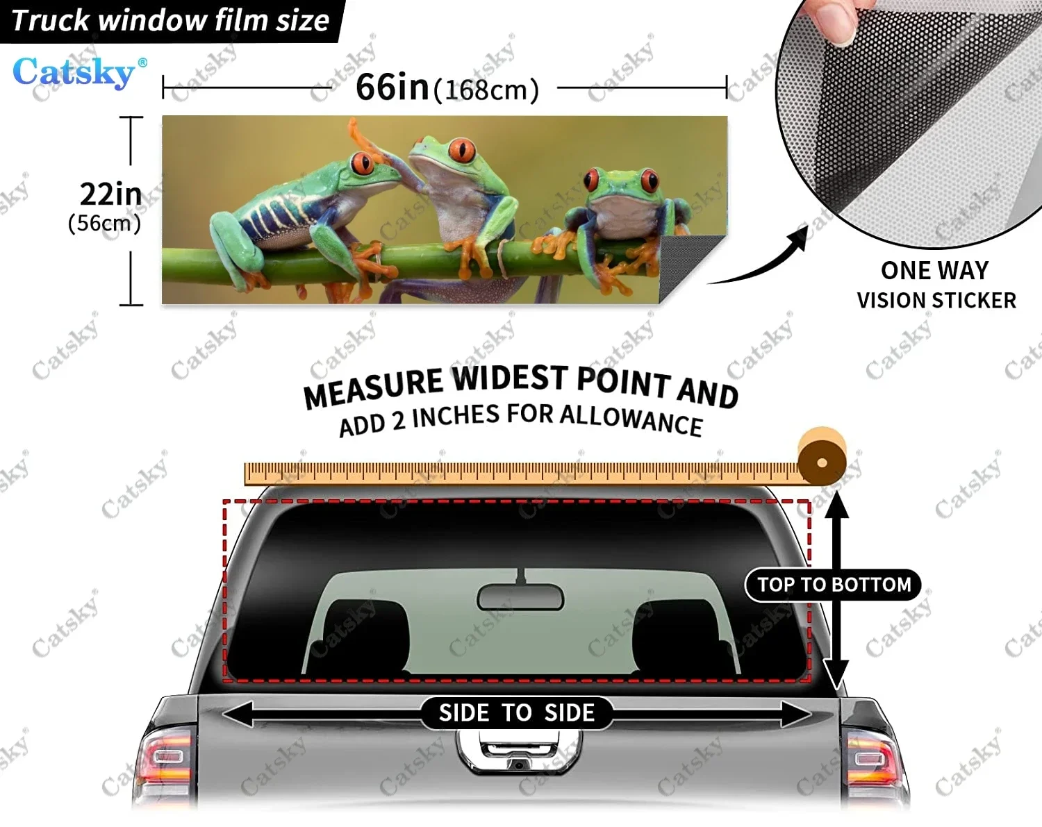 Red Eyed Tree Frog achterruitstickers voor vrachtwagen, pick-up raamsticker, achterruit tint grafische geperforeerde vinyl vrachtwagensticker