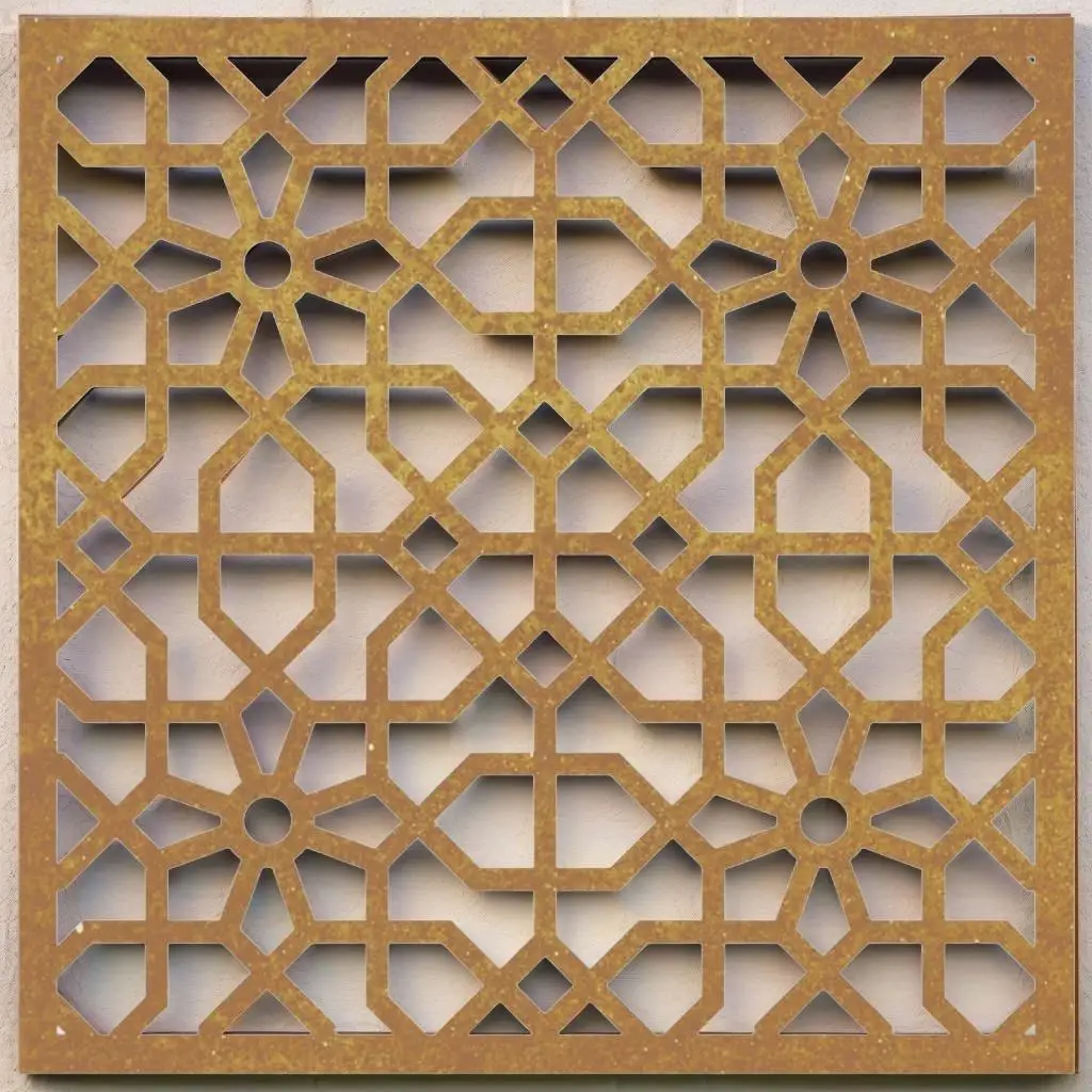 55x55 cm Corten Steel Moorish Design Garden Wall Art - Stylish Outdoor Decor