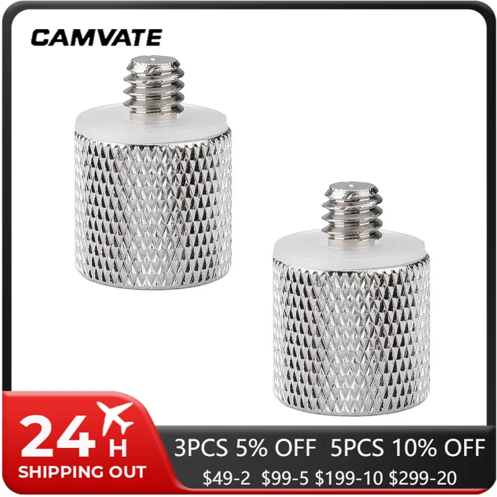 CAMVATE 2 قطعة ترايبود الموضوع المخفض برغي محول مع 3/8 "-16 أنثى إلى 1/4"-20 ذكر ل DSLR كاميرا ترايبود قوس دعم