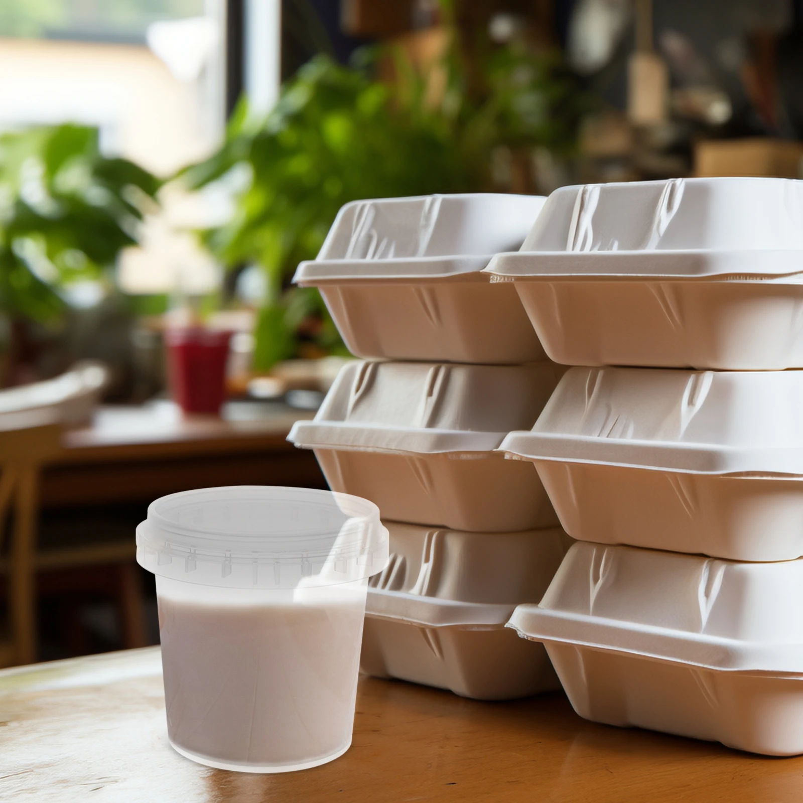 Contenedores de almacenamiento de alimentos, cubos de plástico transparente, cajas redondas reutilizables de gran capacidad, helado, palomitas de maíz, embalaje de té de la leche, 20 Uds.