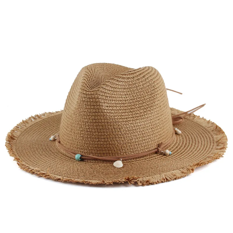

Women's Spring/summer Sweet Style Straw Hat With Unique Tassel Edge, Panama Straw Hat For Travel And Sun Protection