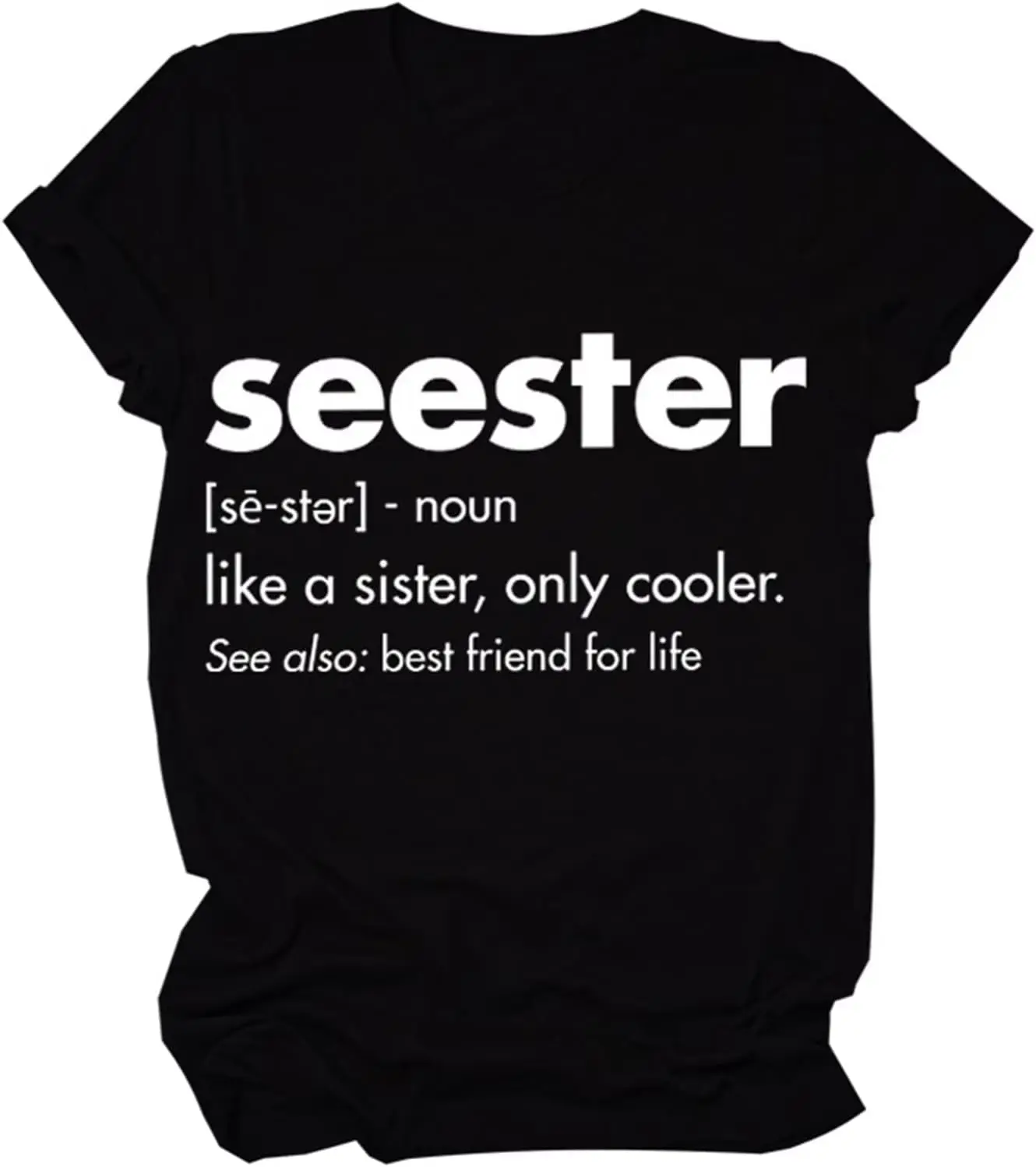 Womens Seester T-Shirt Short Sleeve Workout Shirts Summer Casual Letters Cute Graphic Tee Friendship Sister Gift Tops