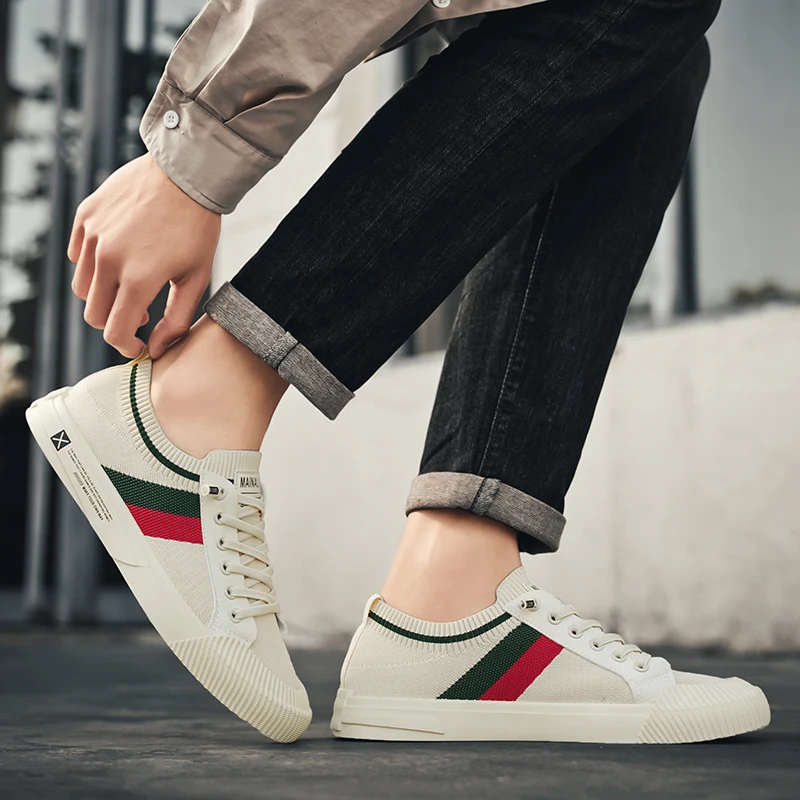 Herren-Sneakers aus Canvas – rutschfeste und strapazierfähige Sportschuhe, atmungsaktive Innensohle, leichtes Design von Sohle und Obermaterial, geeignet für – Detail 5