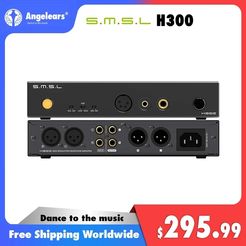 

SMSL H300 Headphone Amplifier Full Balanced 6.35mm 4.4mm XLR RCA Preamp Output 133dB 3nd gear gain For Headset