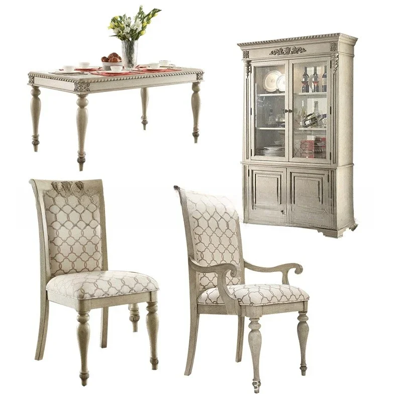 

American solid wood dining side cabinet furniture dining room log oak retro old carved four-door locker