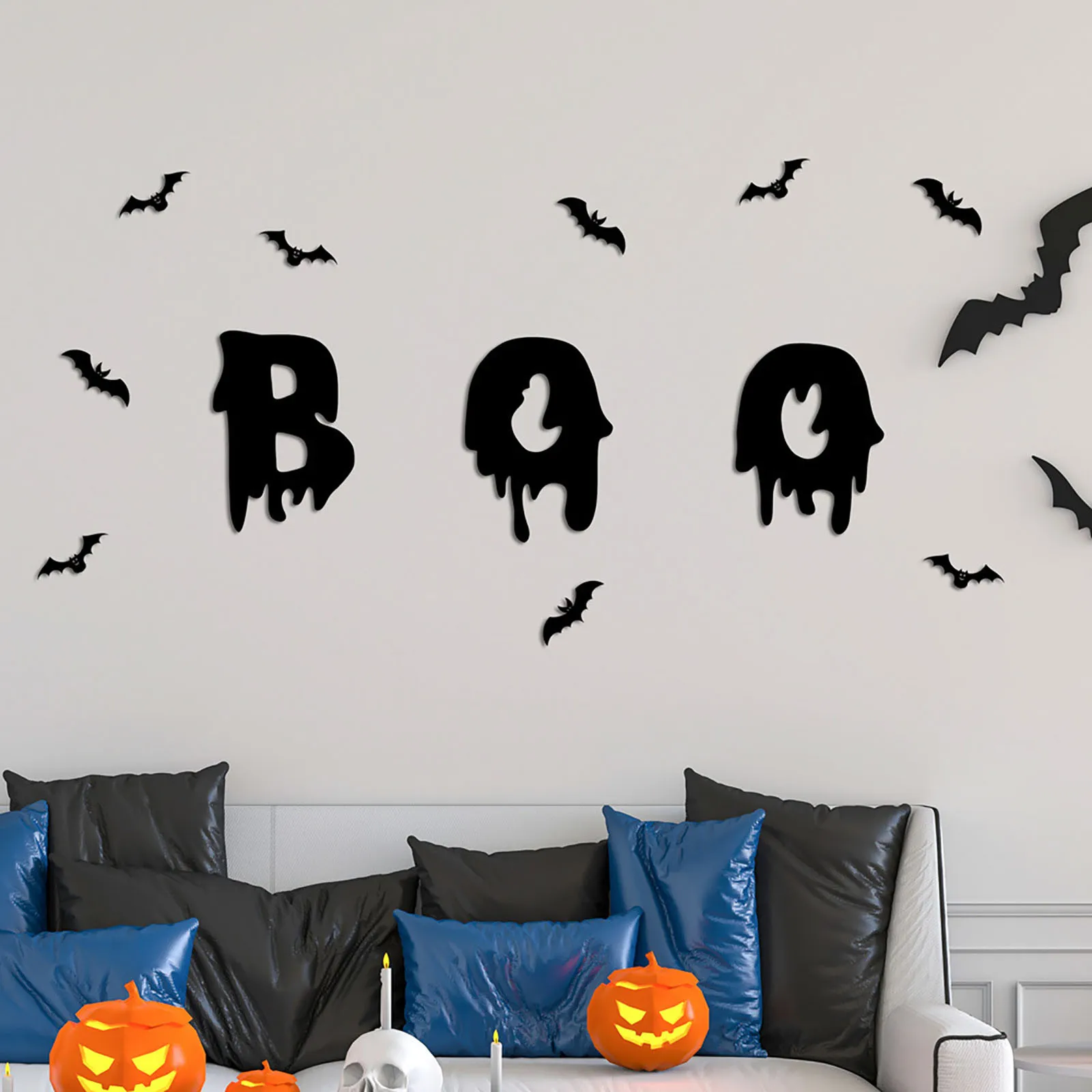 Halloween Boo Bat Decorations 3d Wall Sticker Wall Decal For Home And Room Windows Clings Fireplace Ceiling Stick On Decor